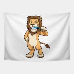 Lion with Toothbrush Tapestry