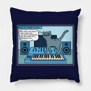 Synth Cat Blue Pillow