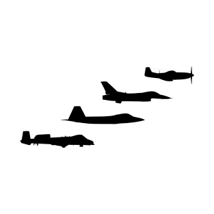 Heritage Flight - Mustang, Warthog, Viper, Raptor - Airshow Formation T-Shirt