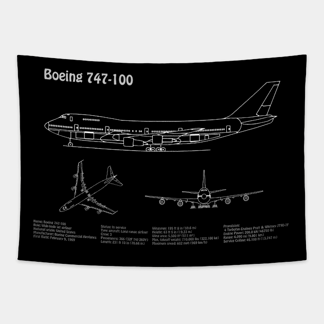 Boeing 747 - 100 - PDpng Tapestry by SPJE Illustration Photography