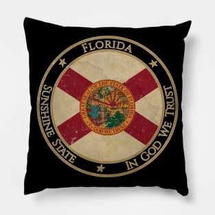 Vintage Florida USA United States of America American State Flag Pillow