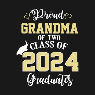 Proud Grandma of two 2024 Graduates School Graduation T-Shirt