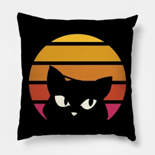 Cat Retro Distressed Style Vintage Pillow