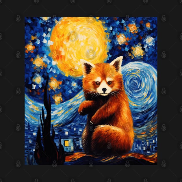 starry night red panda by Schalag Dunay Artist