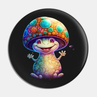 magical toadstool mushroom character Happy face Pin