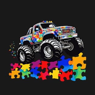 Kids Monster Truck Puzzles Cute Kids Autism Awareness T-Shirt