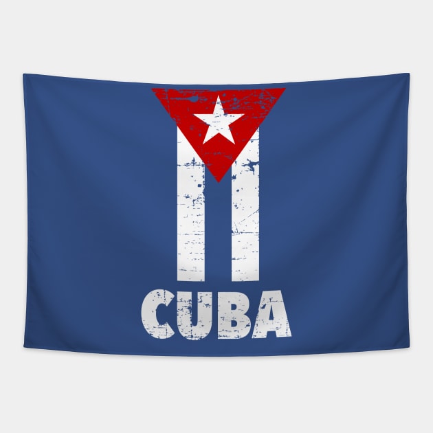 Cuban flag - Bandera de cuba - vintage grunge design Tapestry by verde