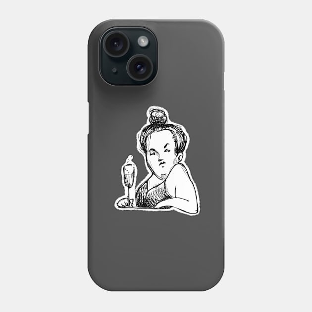 lady with glass of wine Phone Case by barbasantara