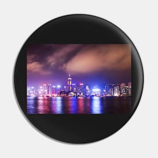 Hong Kong Skyline, Purple Reflections Pin