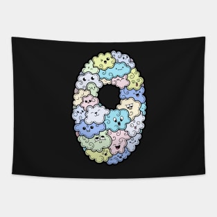 Number 0 zero Funny and Colorful Cute Monster Creatures Tapestry