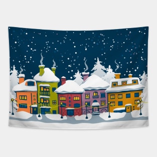 Winter town Tapestry