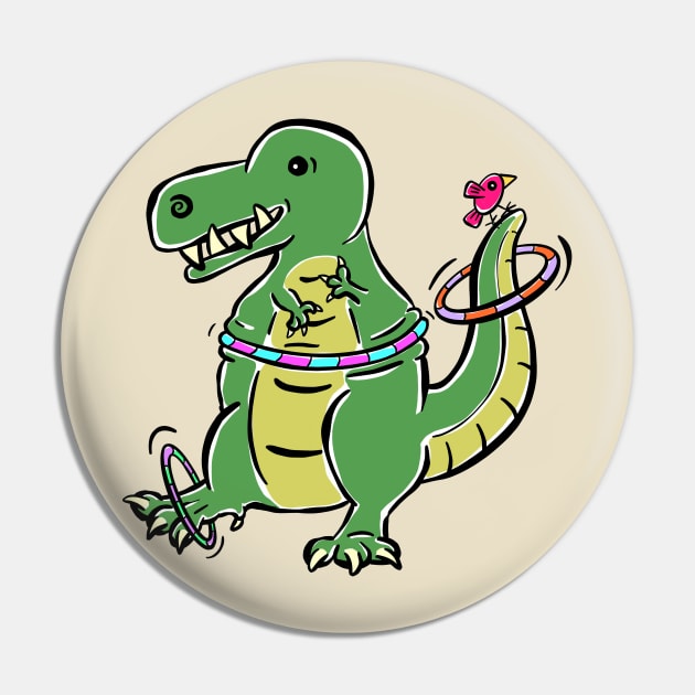 hula hoop Tyrannosaurus Dinosaur Dino Cartoon Cute Character Pin by Squeeb Creative