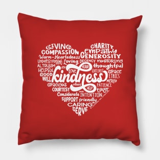 Heart Words of Kindness (white/red) Pillow