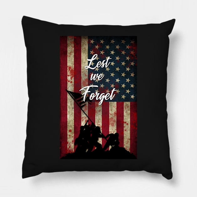Lest we forget - Rasing the Flag Iwo Jima Pillow by Hunter