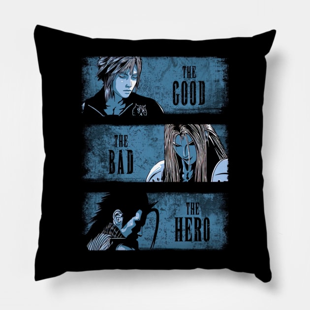 The Good The Bad The Hero Pillow by SkyfrNight