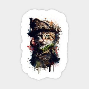 Pirate Cat Colorful Painting Magnet