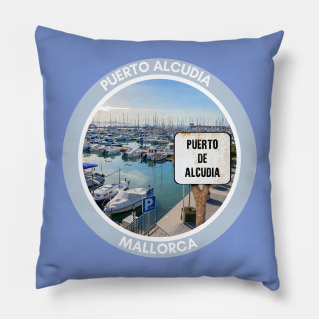 Puerto Alcudia  Mallorca Pillow by Papilio Art