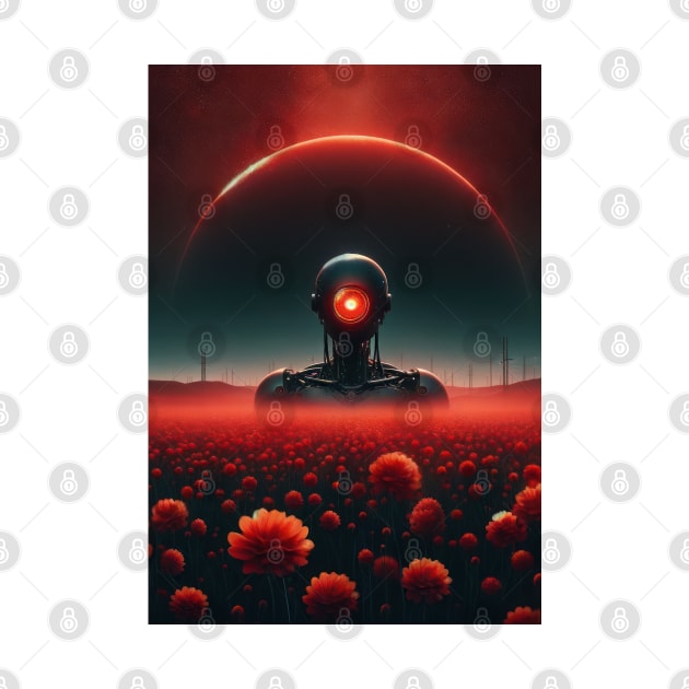 Cyborg in a Sea of Scarlet by TooplesArt