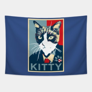 Cat running for president (Obama Hope logo) Tapestry