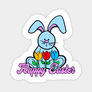 Happy Easter bunny with flowers Magnet