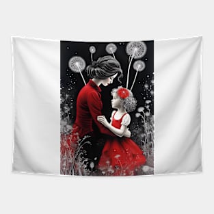 Red Harmony: Mother-Daughter Elegance in Monochrome Tapestry