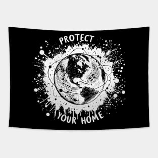 Protect Your Home - Planet Earth white Tapestry