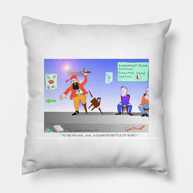 Funny Pirate Alcohol Initiative Cartoon Pillow by grantwilson