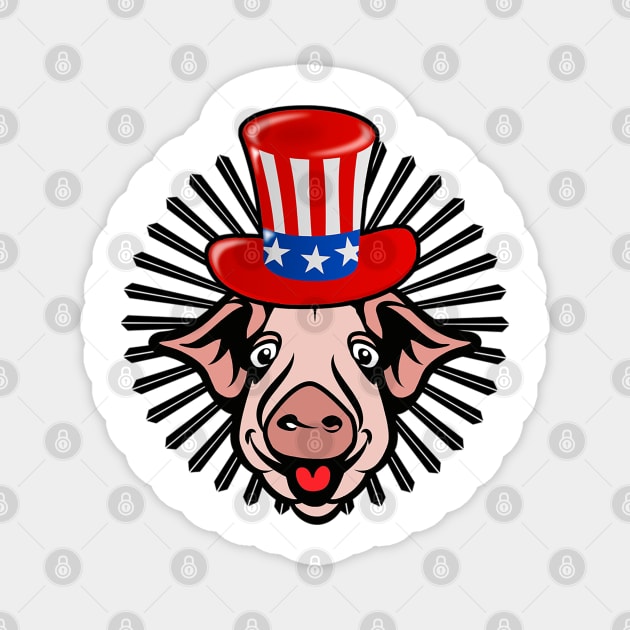 patriotic american pig Magnet by Marccelus