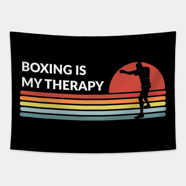 Boxing Is My Therapy Retro Vintage Tapestry by coloringiship