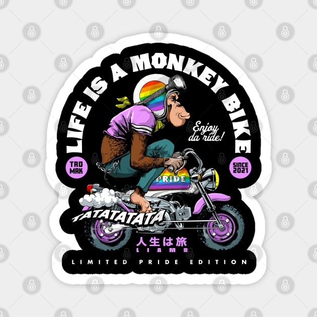 Pride Monkey Bike Edition Magnet by Black Tee Inc