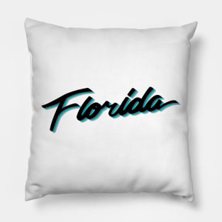 Florida Vice Black Teal Gray Pillow