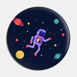 Flat Cute Astronaut Floating On The Space Pin