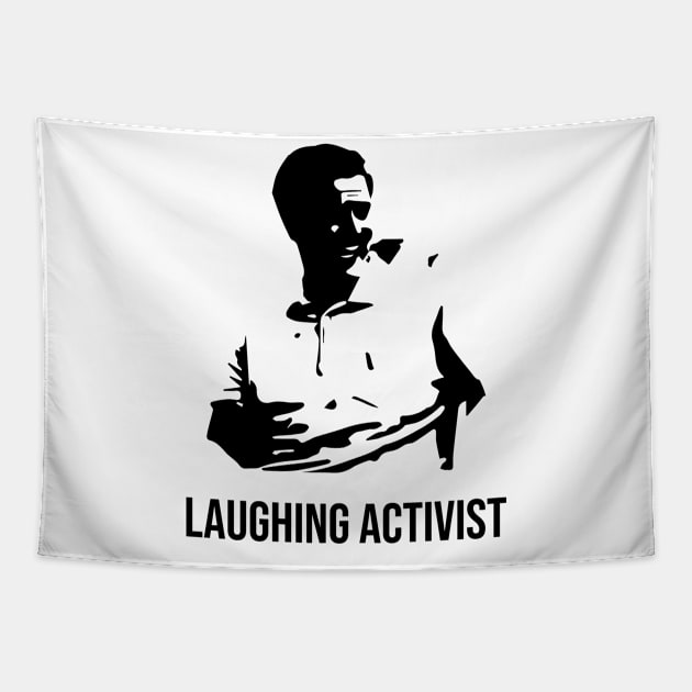 Laughing Activist Green Shirt Guy Tapestry by sheepmerch