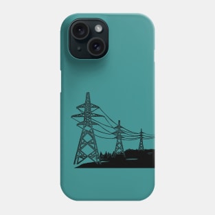 Pylons Linocut Silhouette on teal Phone Case