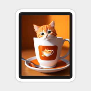 Adorable Orange Cat Illustration- Modern Digital Art Magnet