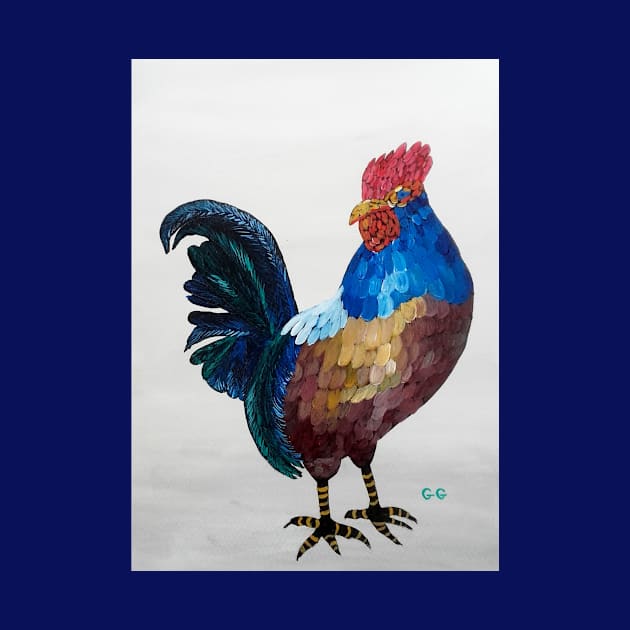 Beautiful Colourful Rooster Painting by GarryGreenwood