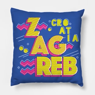 Retro 90s Zagreb, Croatia Pillow