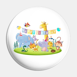 Felicitacion cumpleaños animal aislado Pin