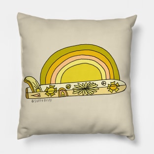 single fin radiate rainbows // retro surf art by surfy birdy Pillow