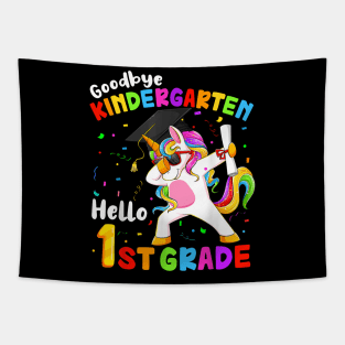 Goodbye Kindergarten Hello 1St Grade Graduation Unicorn Girl Tapestry