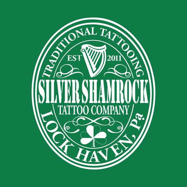 Silver Shamrock Tattoo Company Mono White Stout Logo by Silver Shamrock Tattoo Company