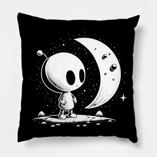 Cute Alien and moon Pillow