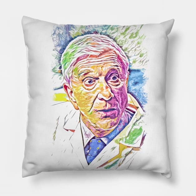 Leslie Nielsen Abstract Portrait Pillow by Naumovski