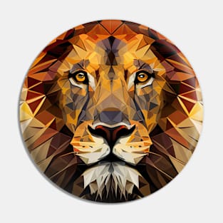 Triangle Lion - Abstract polygon animal face staring Pin