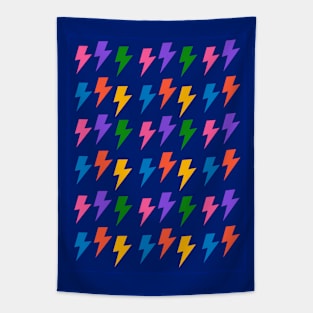 Rainbow Lightning Bolts Pack on Navy Blue Tapestry