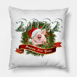 Pig Celebrating The Beginning of 2022 Pillow