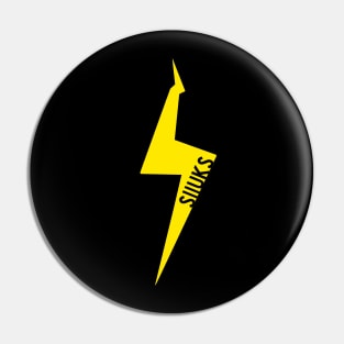 Yellow flashing lights with Slluks brand logo icon Pin