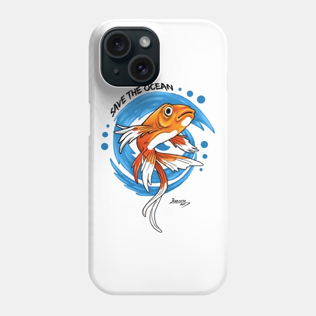 Save the ocean Orange Fish Blue Waves - Environment Phone Case by dnlribeiro88