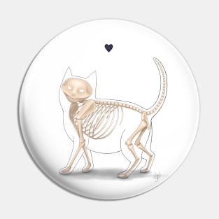 Skeleton Cat - White background Pin