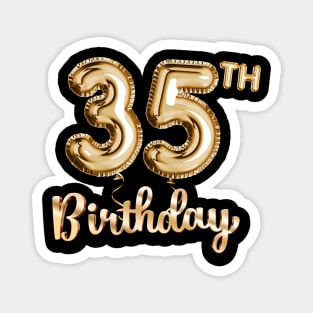 35th Birthday Gifts - Party Balloons Gold Magnet